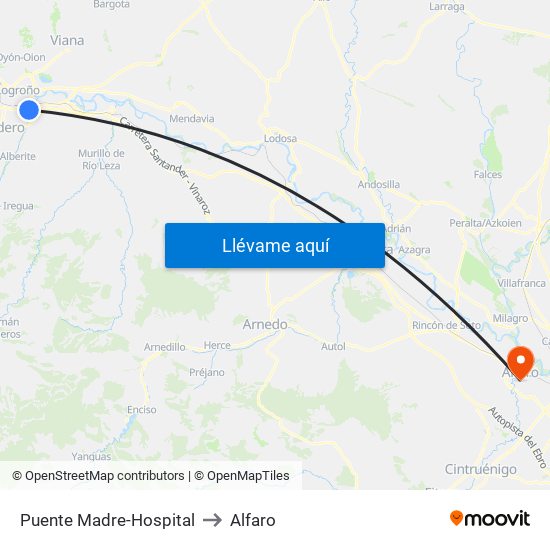 Puente Madre-Hospital to Alfaro map