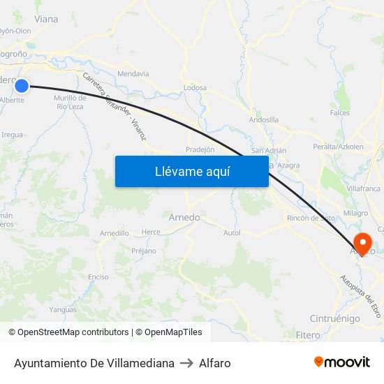 Ayuntamiento De Villamediana to Alfaro map