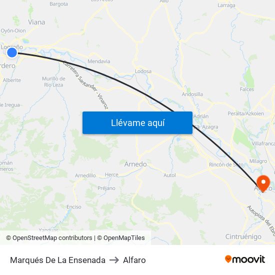 Marqués De La Ensenada to Alfaro map