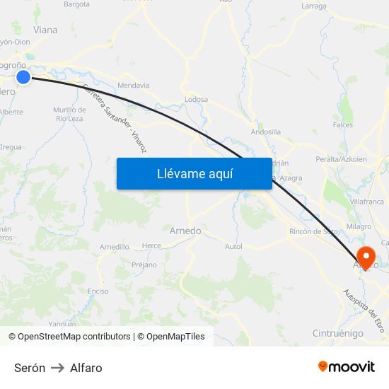 Serón to Alfaro map
