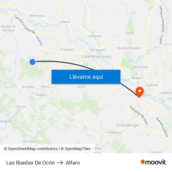 Las Ruedas De Ocón to Alfaro map