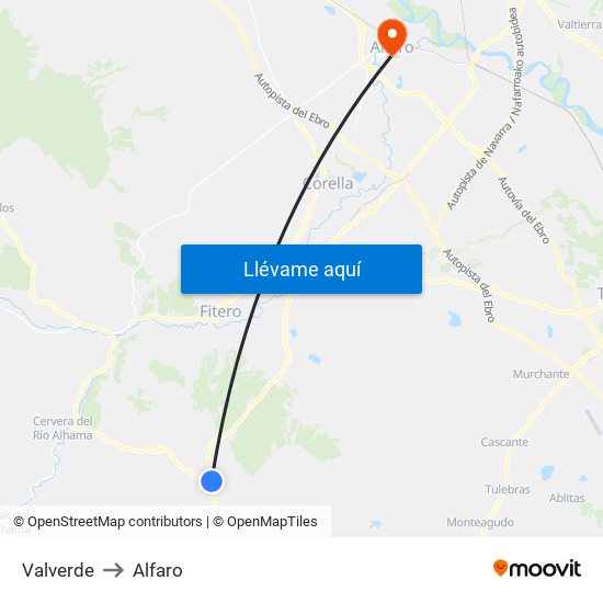 Valverde to Alfaro map
