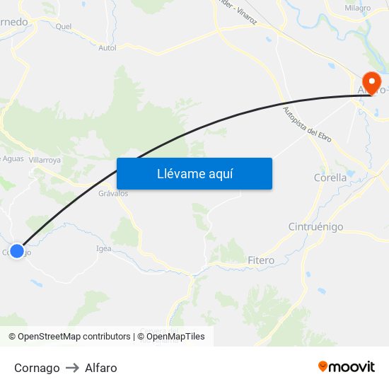 Cornago to Alfaro map
