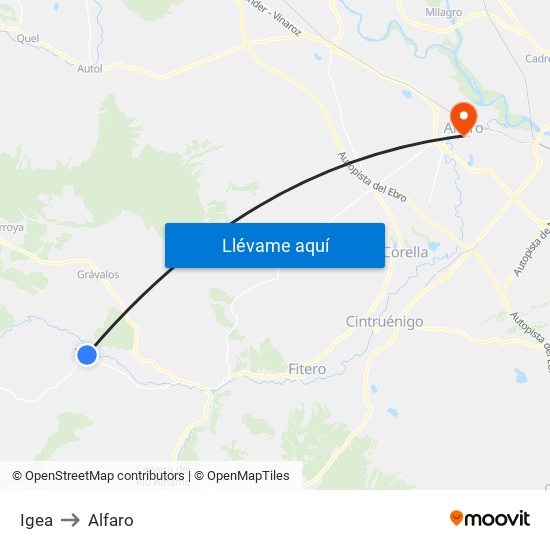 Igea to Alfaro map