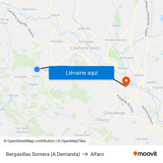 Bergasillas Somera (A Demanda) to Alfaro map