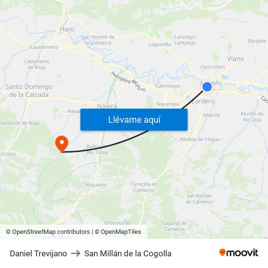 Daniel Trevijano to San Millán de la Cogolla map