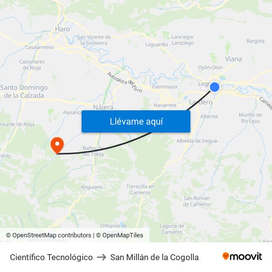Científico Tecnológico to San Millán de la Cogolla map