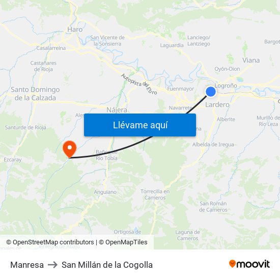 Manresa to San Millán de la Cogolla map