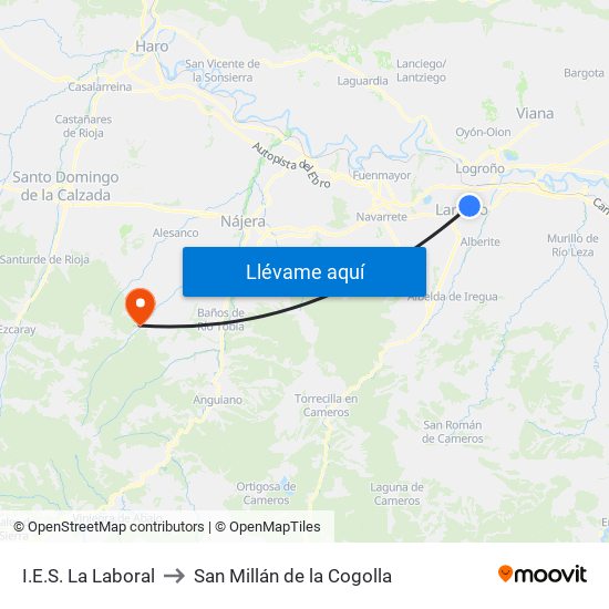 I.E.S. La Laboral to San Millán de la Cogolla map