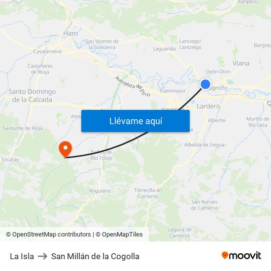 La Isla to San Millán de la Cogolla map