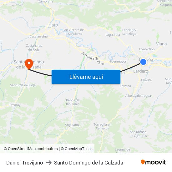 Daniel Trevijano to Santo Domingo de la Calzada map