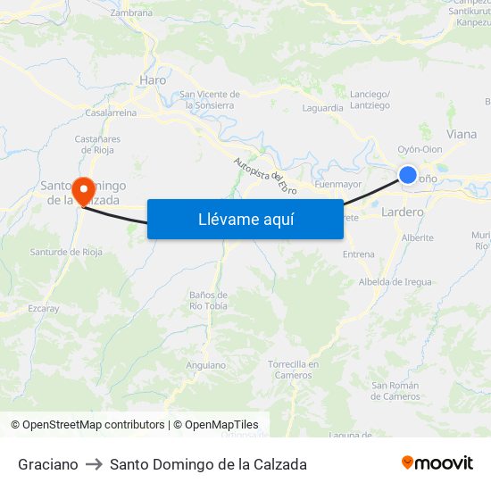 Graciano to Santo Domingo de la Calzada map