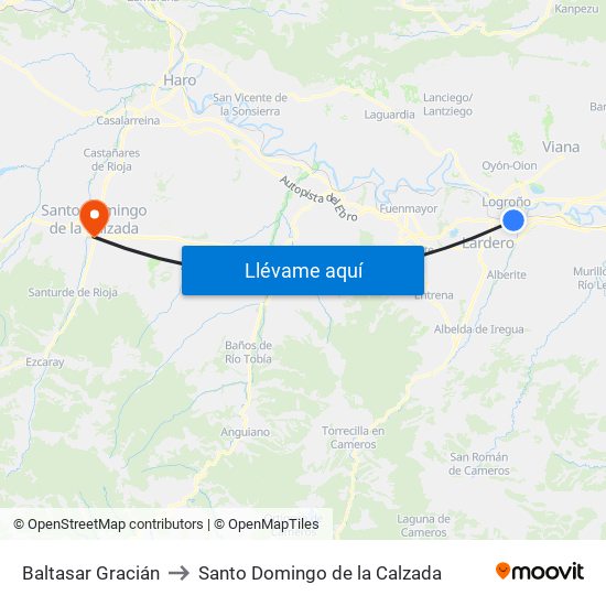 Baltasar Gracián to Santo Domingo de la Calzada map