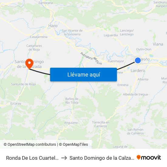 Ronda De Los Cuarteles to Santo Domingo de la Calzada map