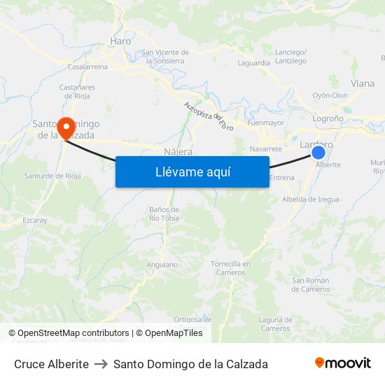 Cruce Alberite to Santo Domingo de la Calzada map