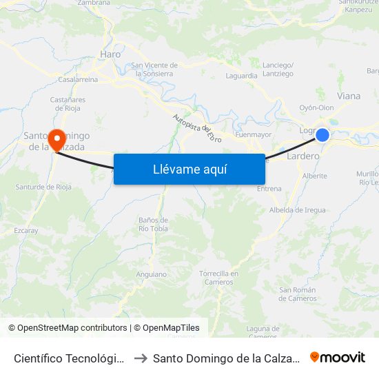 Científico Tecnológico to Santo Domingo de la Calzada map