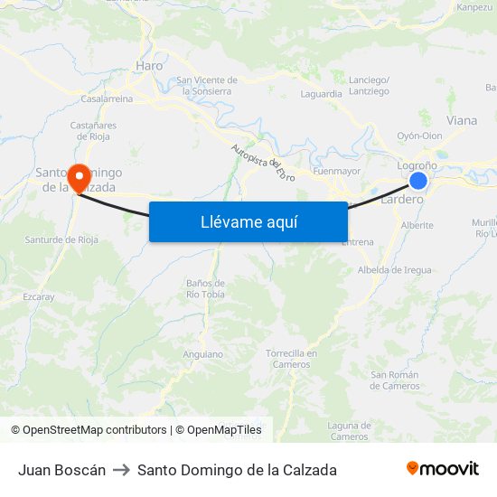 Juan Boscán to Santo Domingo de la Calzada map