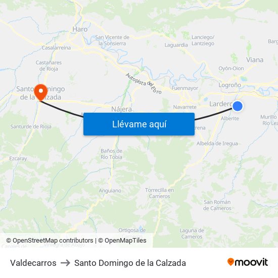 Valdecarros to Santo Domingo de la Calzada map