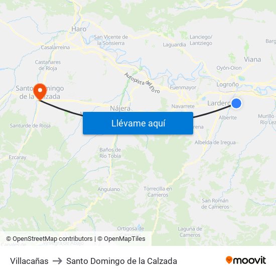 Villacañas to Santo Domingo de la Calzada map