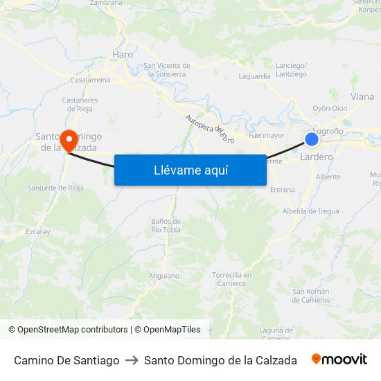 Camino De Santiago to Santo Domingo de la Calzada map