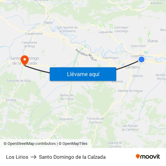 Los Lirios to Santo Domingo de la Calzada map