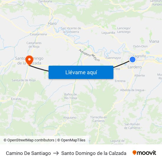 Camino De Santiago to Santo Domingo de la Calzada map