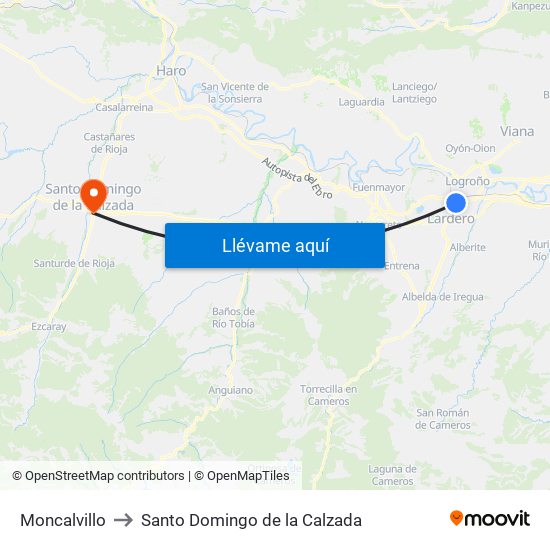 Moncalvillo to Santo Domingo de la Calzada map