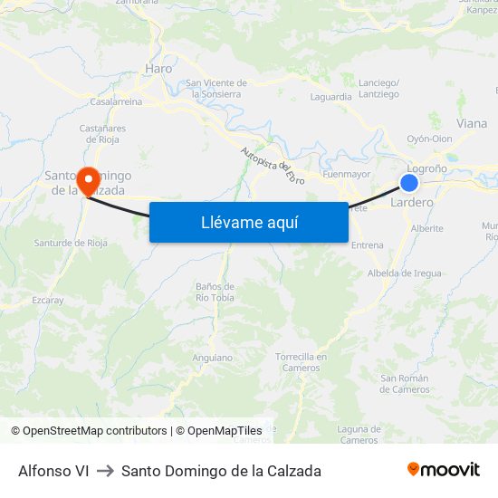 Alfonso VI to Santo Domingo de la Calzada map