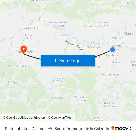 Siete Infantes De Lara to Santo Domingo de la Calzada map
