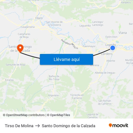 Tirso De Molina to Santo Domingo de la Calzada map