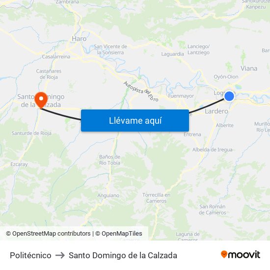 Politécnico to Santo Domingo de la Calzada map