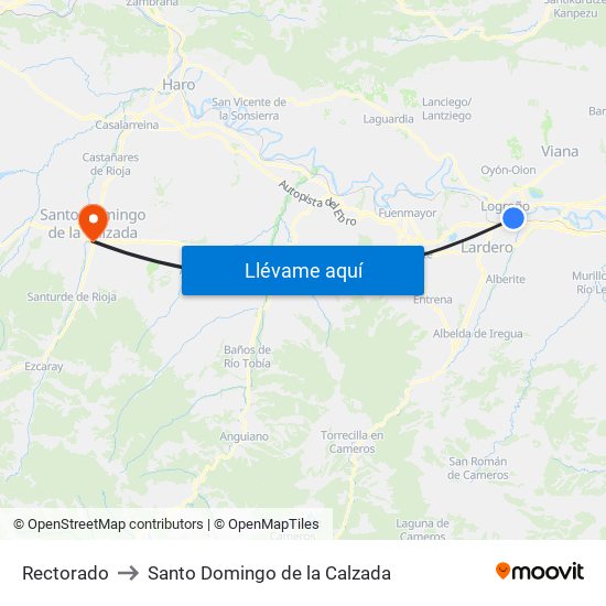 Rectorado to Santo Domingo de la Calzada map
