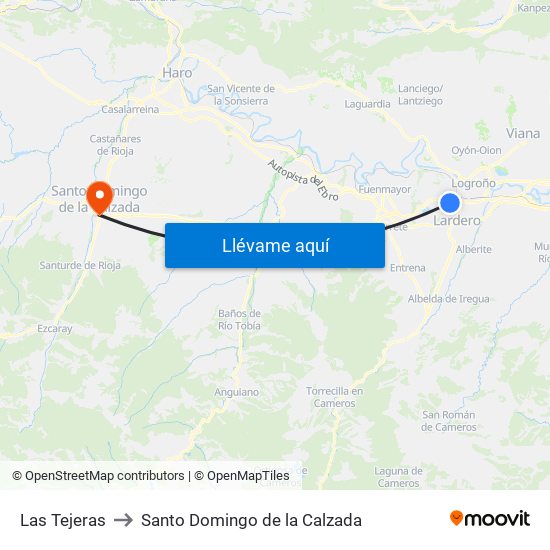 Las Tejeras to Santo Domingo de la Calzada map