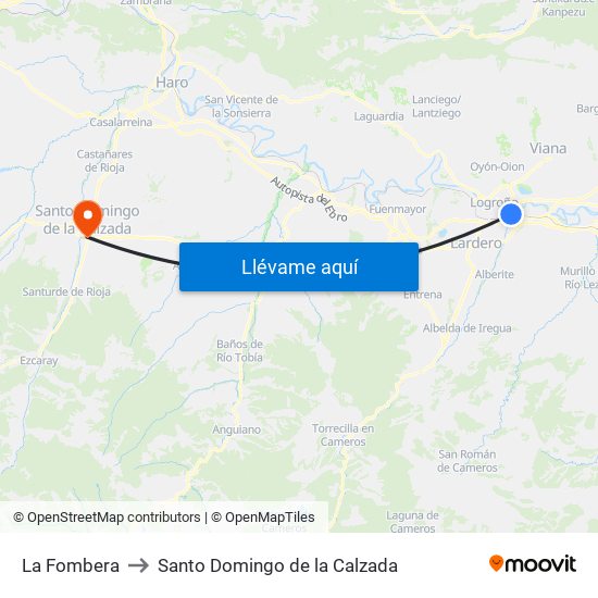 La Fombera to Santo Domingo de la Calzada map