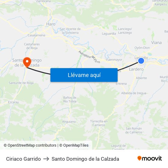 Ciriaco Garrido to Santo Domingo de la Calzada map