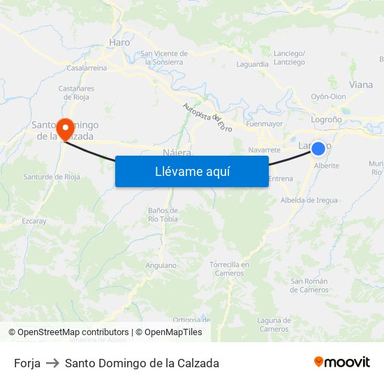 Forja to Santo Domingo de la Calzada map