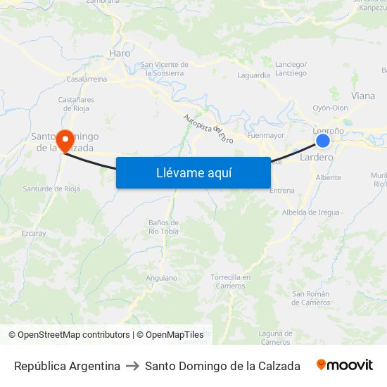 República Argentina to Santo Domingo de la Calzada map