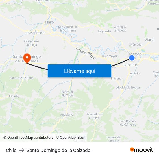 Chile to Santo Domingo de la Calzada map