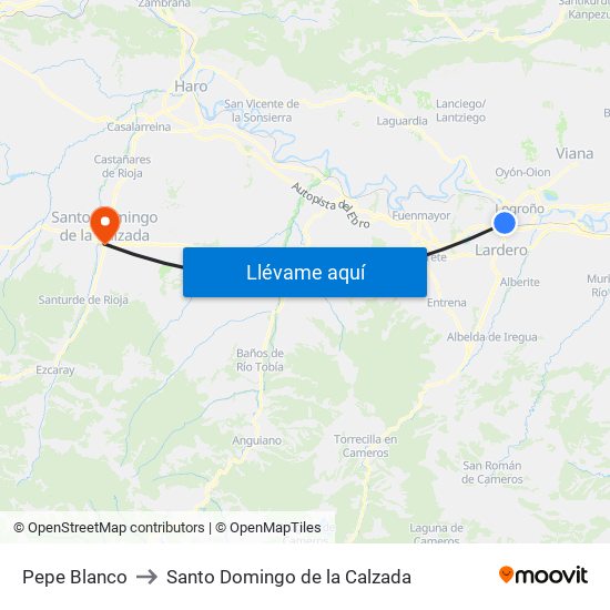 Pepe Blanco to Santo Domingo de la Calzada map