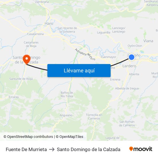 Fuente De Murrieta to Santo Domingo de la Calzada map