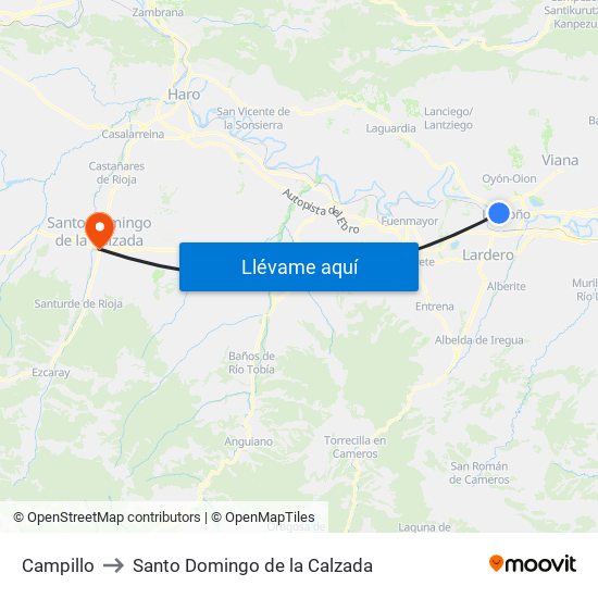 Campillo to Santo Domingo de la Calzada map