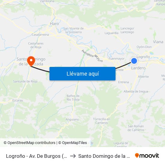 Logroño - Av. De Burgos (El Arco) to Santo Domingo de la Calzada map
