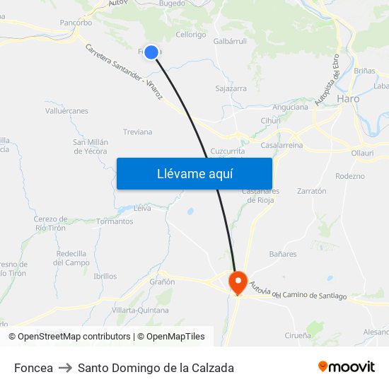 Foncea to Santo Domingo de la Calzada map