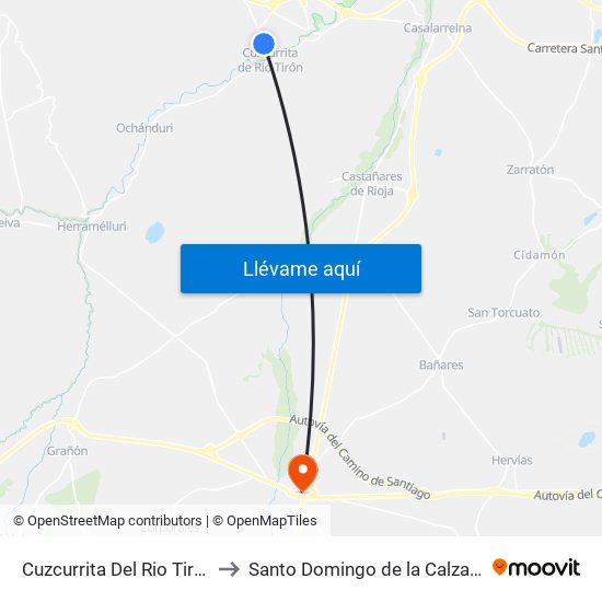 Cuzcurrita Del Rio Tirón to Santo Domingo de la Calzada map