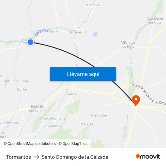 Tormantos to Santo Domingo de la Calzada map