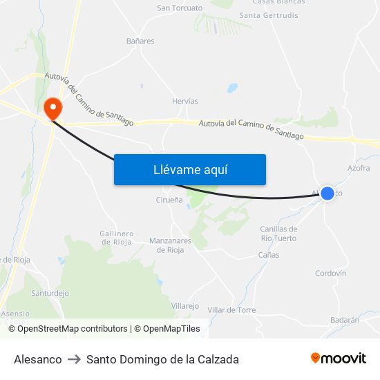 Alesanco to Santo Domingo de la Calzada map