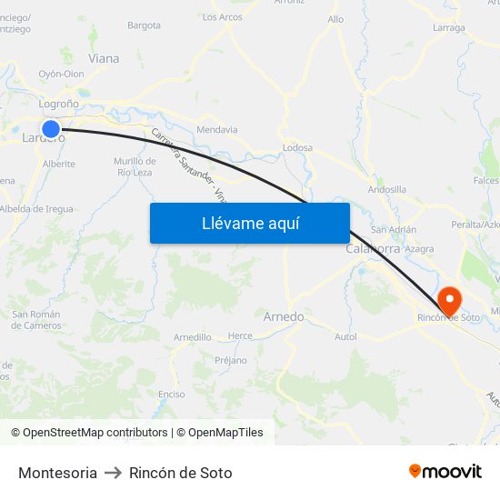 Montesoria to Rincón de Soto map