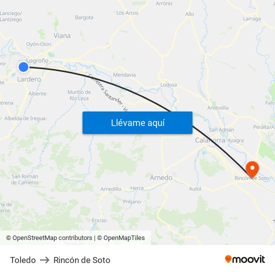 Toledo to Rincón de Soto map