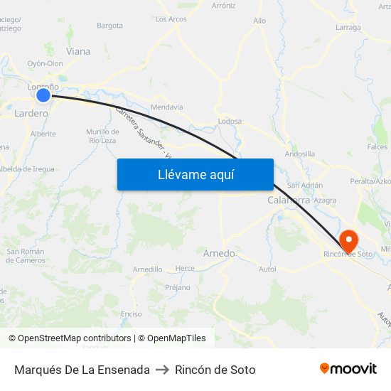 Marqués De La Ensenada to Rincón de Soto map