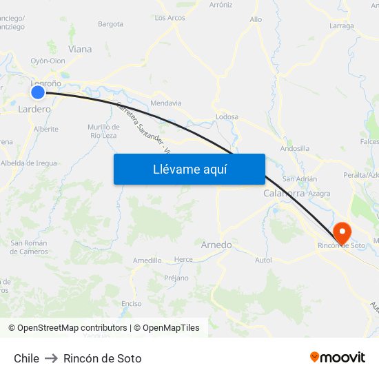 Chile to Rincón de Soto map